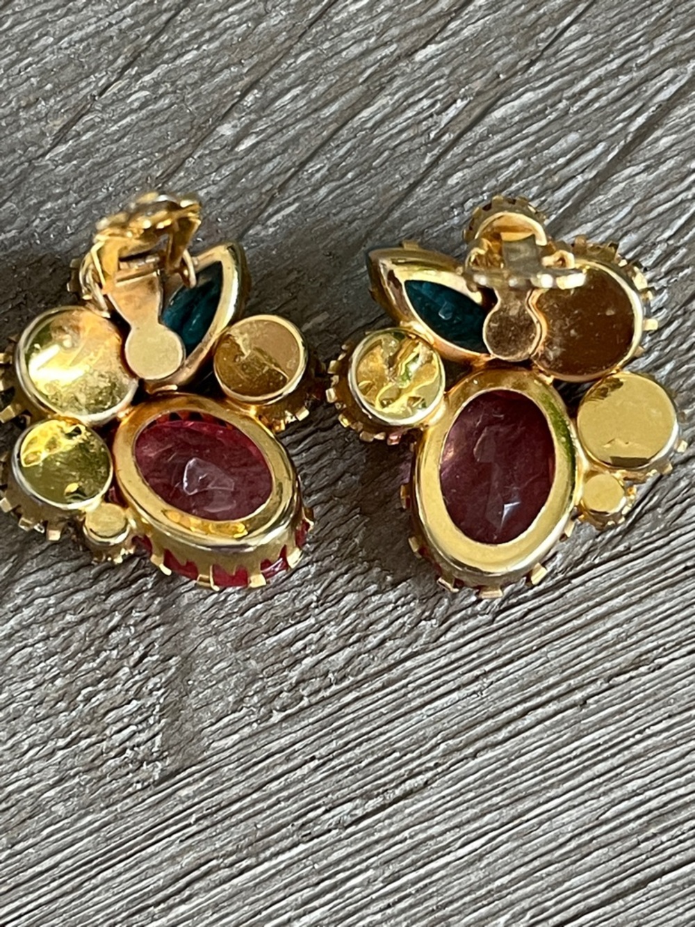 JULIANA Gold-Tone Multi-Color Crystal Cluster Clip Earrings - prong set - Picture 7 of 12